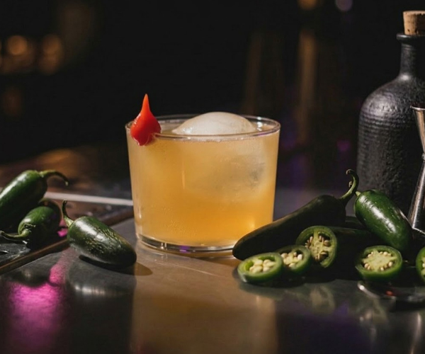Elderfire spicy cocktail with jalapeño and chardonnay