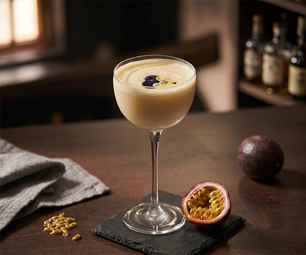 Heyday tropical signature cocktail with sake and coconut milk